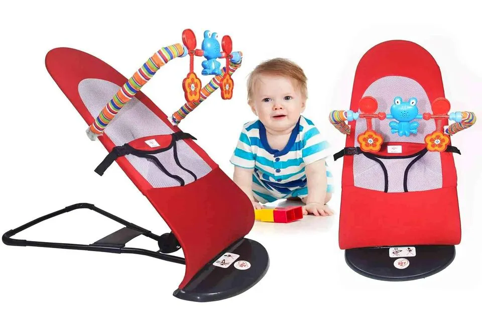 Baby Rocking Bouncer Chair – With 3 Toys | Soft, Foldable & Safe for Newborn to 3 Years