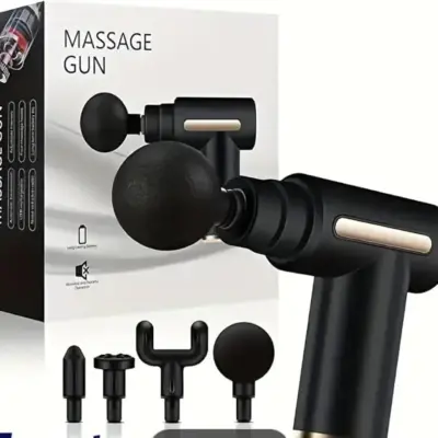 Mini Vibration Massage Gun – Deep Tissue Percussion Massager with 20 Speeds & 4 Heads | Portable Muscle Relief