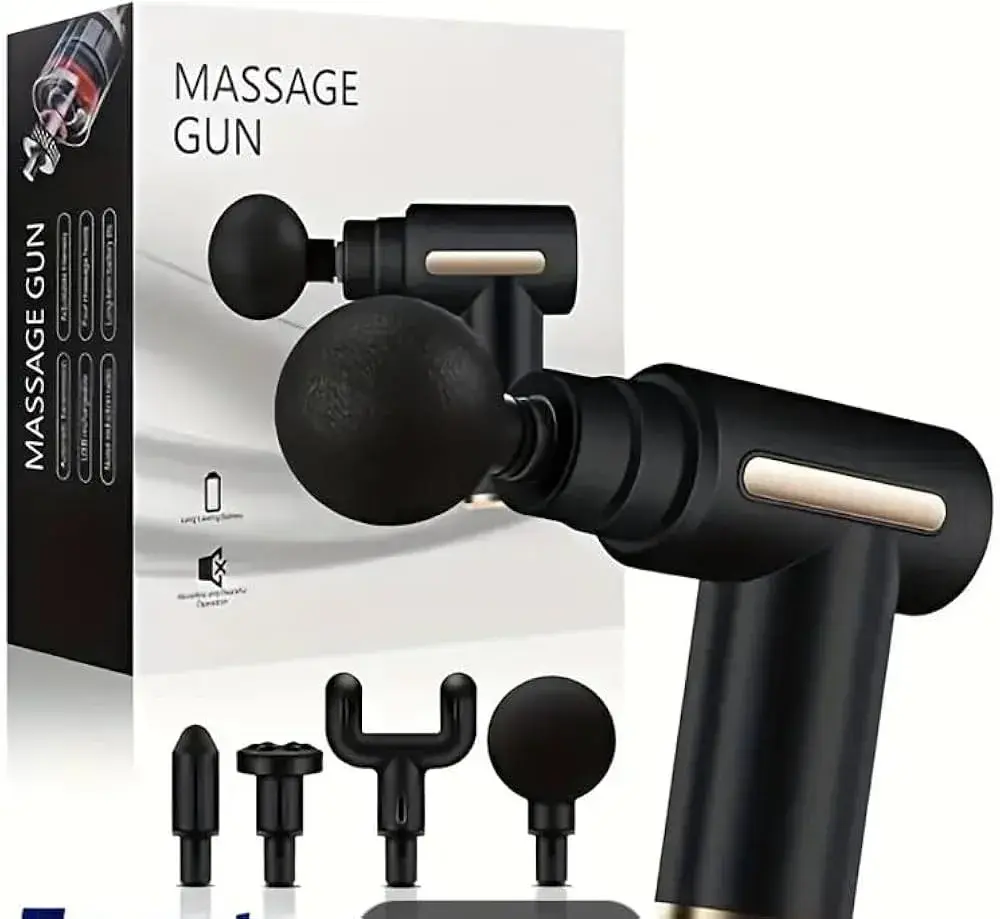 Mini Vibration Massage Gun – Deep Tissue Percussion Massager with 20 Speeds & 4 Heads | Portable Muscle Relief