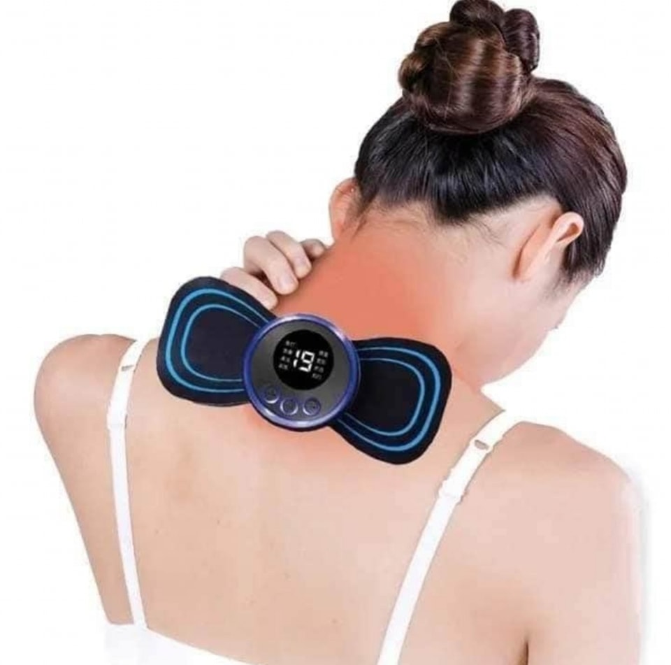 Mini EMS Electric Neck Massager,Double pad