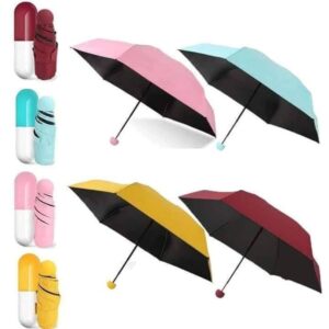 Umbrella "7″ Mini Folding Capsule Umbrella With Cute Capsule Case Good Quality Fashionable for summer rainy weather for everyone