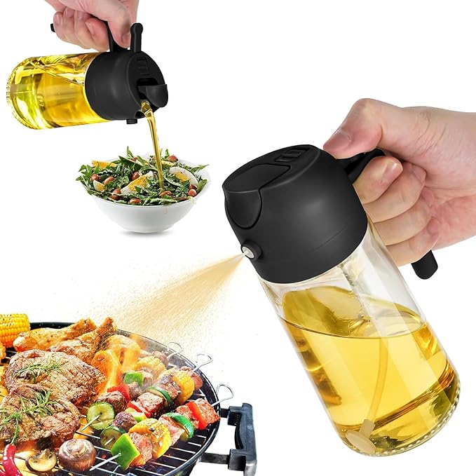 Oil Dispenser Bottle for – 2 in1 Oil Sprayer for Cooking, Air Fryer, Salad, 470ml Bottle