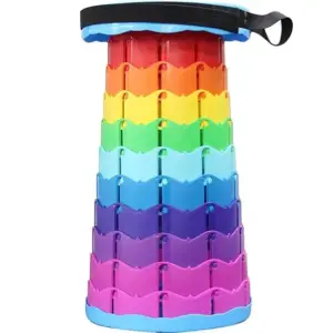 Folding Portable Chair Rainbow-Height Adjustable Telescopic Stool Folding Stool Chair