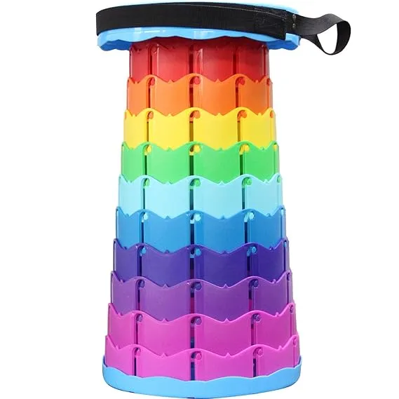 Folding Portable Chair Rainbow-Height Adjustable Telescopic Stool Folding Stool Chair