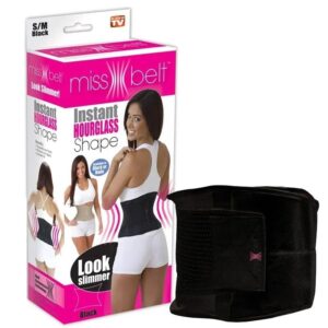 Miss Belt Instant Hourglass Waist Slimming Shaper – Adjustable Body Shaper Belt (Black)