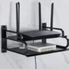 Metal WiFi Router Stand 2-Layer Wall Mount – Metal Shelf for TV Box & Remotes, Black