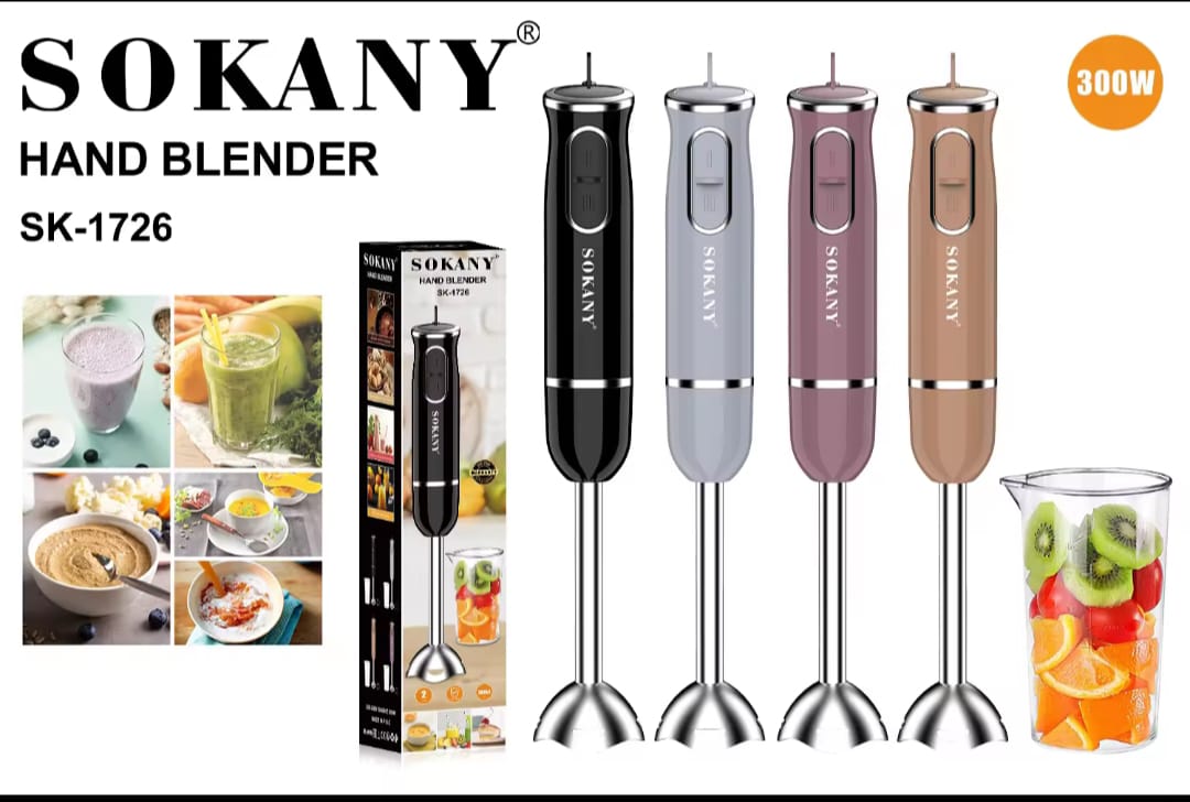 SOKANY Electric Hand Blender Food Mixer Egg Beater (Model SK-1726) – With Mixing Cup