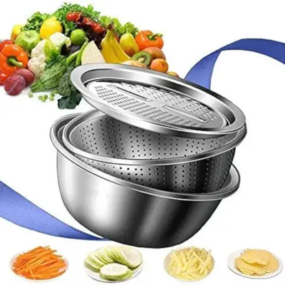 3-in-1 Stainless Steel Kitchen Basin & Vegetable Cutter