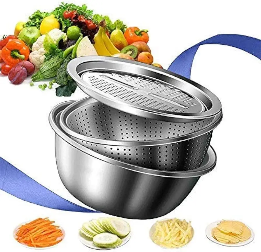 3-in-1 Stainless Steel Kitchen Basin & Vegetable Cutter