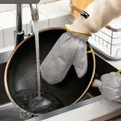 2 pcs Multipurpose Steel Dishcloth Gloves for Kitchen Cleaning