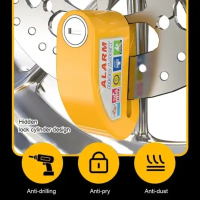 Motorcycle Brake Disc Alarm Anti-Theft Security Lock