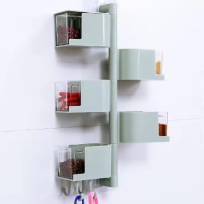 5 Tier Rotatable Wall Mounted Spice Box Kitchen Organizer