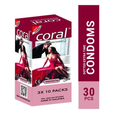 Coral Dotted Extra Time Lubricated Natural Latex Condom