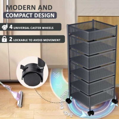 6-Layer Square Kitchen Rack – Sturdy & Space-Saving