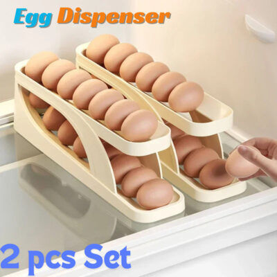 Double-Layer Egg Dispenser – Auto Roll-Down Fridge Rack