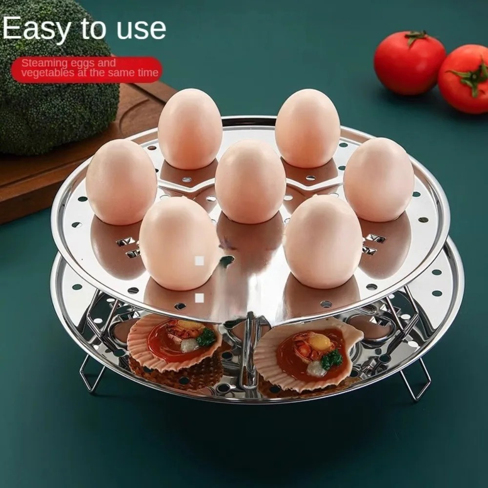 Round Stainless Steel Steamer with Detachable Egg Rack