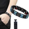 Carbon Blue Titanium Magnetic Therapy Bracelet – Adjustable Fit