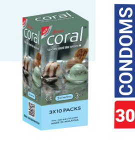 Coral 3 Ice Cream Flavors Lubricated Natural Latex Condom | Triple Pleasure Pack | Made in Malaysia