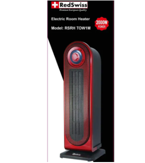 Red Swiss 2000W Ceramic Room Heater with Thermostat