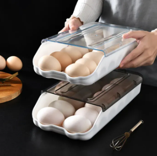 2 pcs Smart Egg Storage Box | Sliding Fridge Organizer