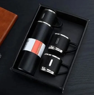 RFV1 Stainless Steel Vacuum Flask Set with 3 Steel Cups