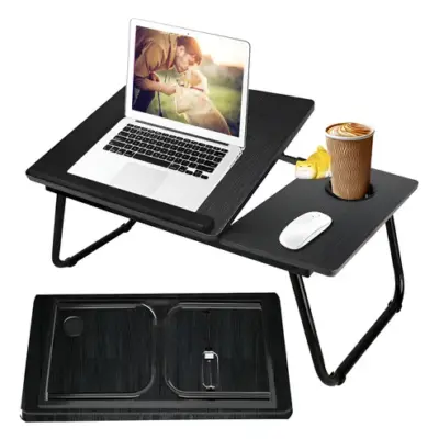 Bed Laptop Table with Cup Holder | Foldable Desk Stand Black