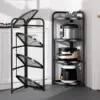Black Carbon Steel 4-Tier Foldable Corner Storage Shelf