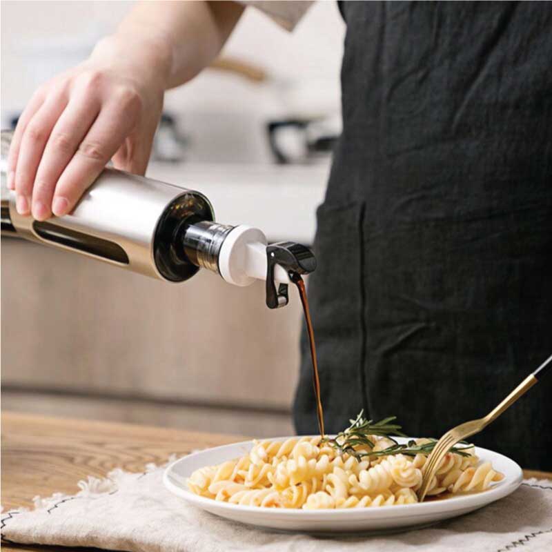 500ml Glass Kitchen Oil Jar with Durable Steel Lid